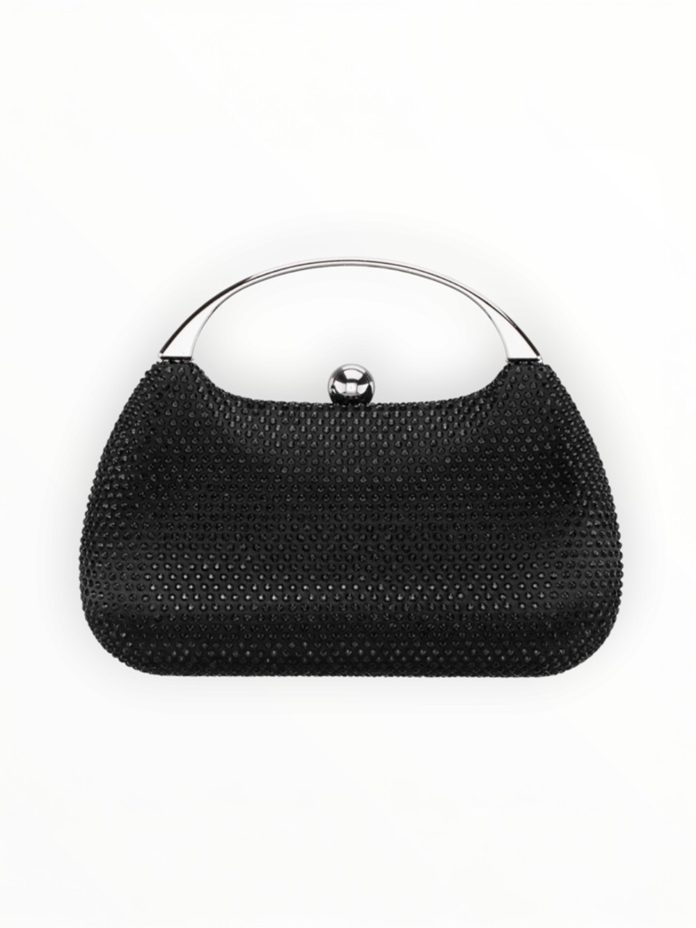 NWT Nina Brando Clutch Black Crystal-Studded Top Handle Evening Clutch Handbag